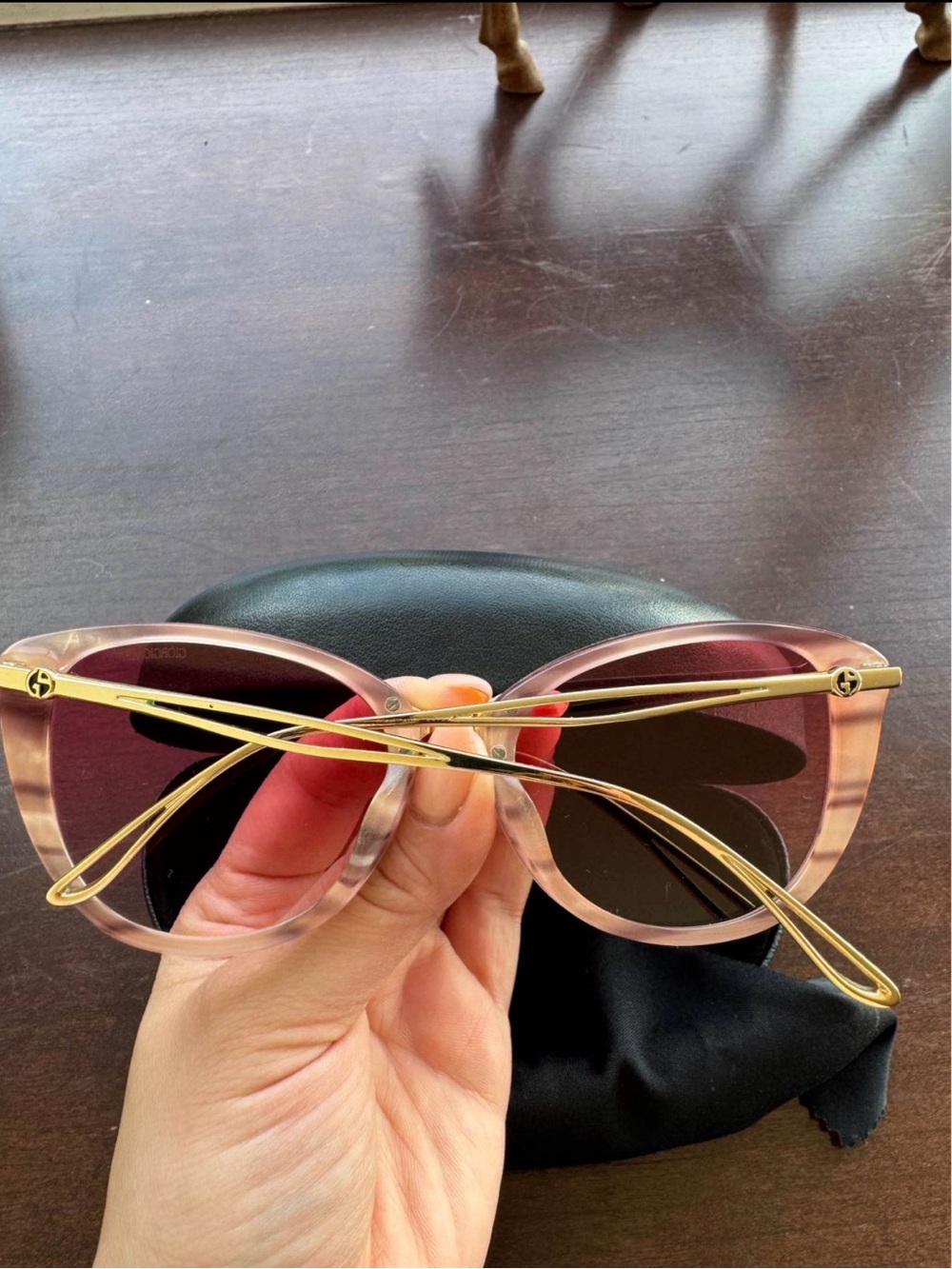 Gold-Accent Pink Gradient Cat-Eye Sunglasses